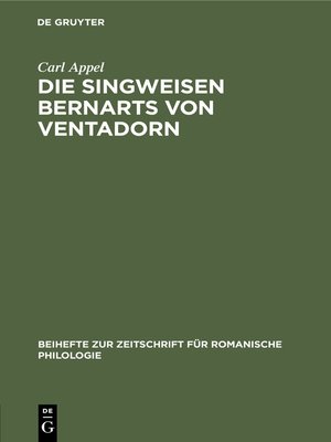 cover image of Die Singweisen Bernarts von Ventadorn